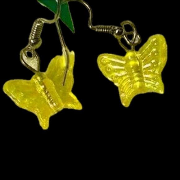 New!- NWT butterfly earrings stainless & ceramic sparkle earring pair designer - Picture 1 of 3